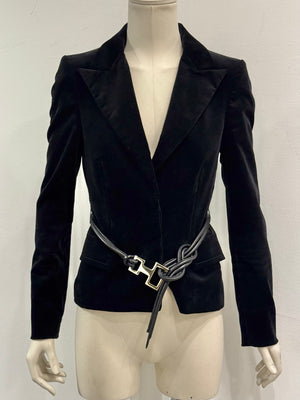F/W2004 Gucci by Tom Ford velvet blazer with belt