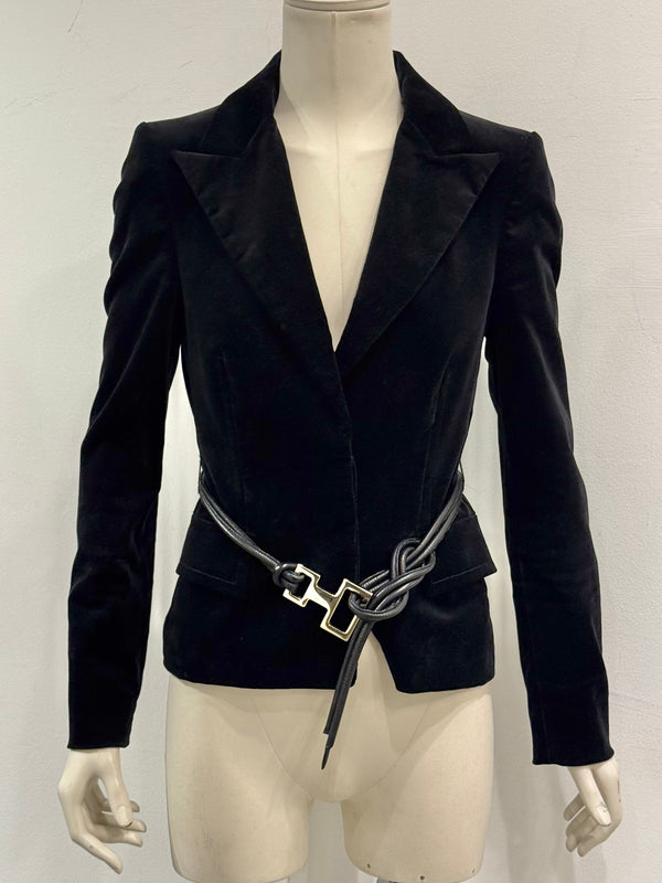 F/W2004 Gucci by Tom Ford velvet blazer with belt