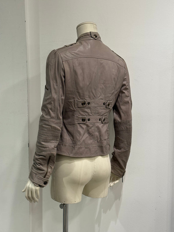 2000s Cavalli asymmetric military leather jacket