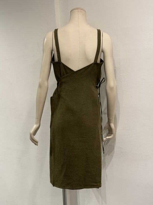 1990s Prada linen wrap dress