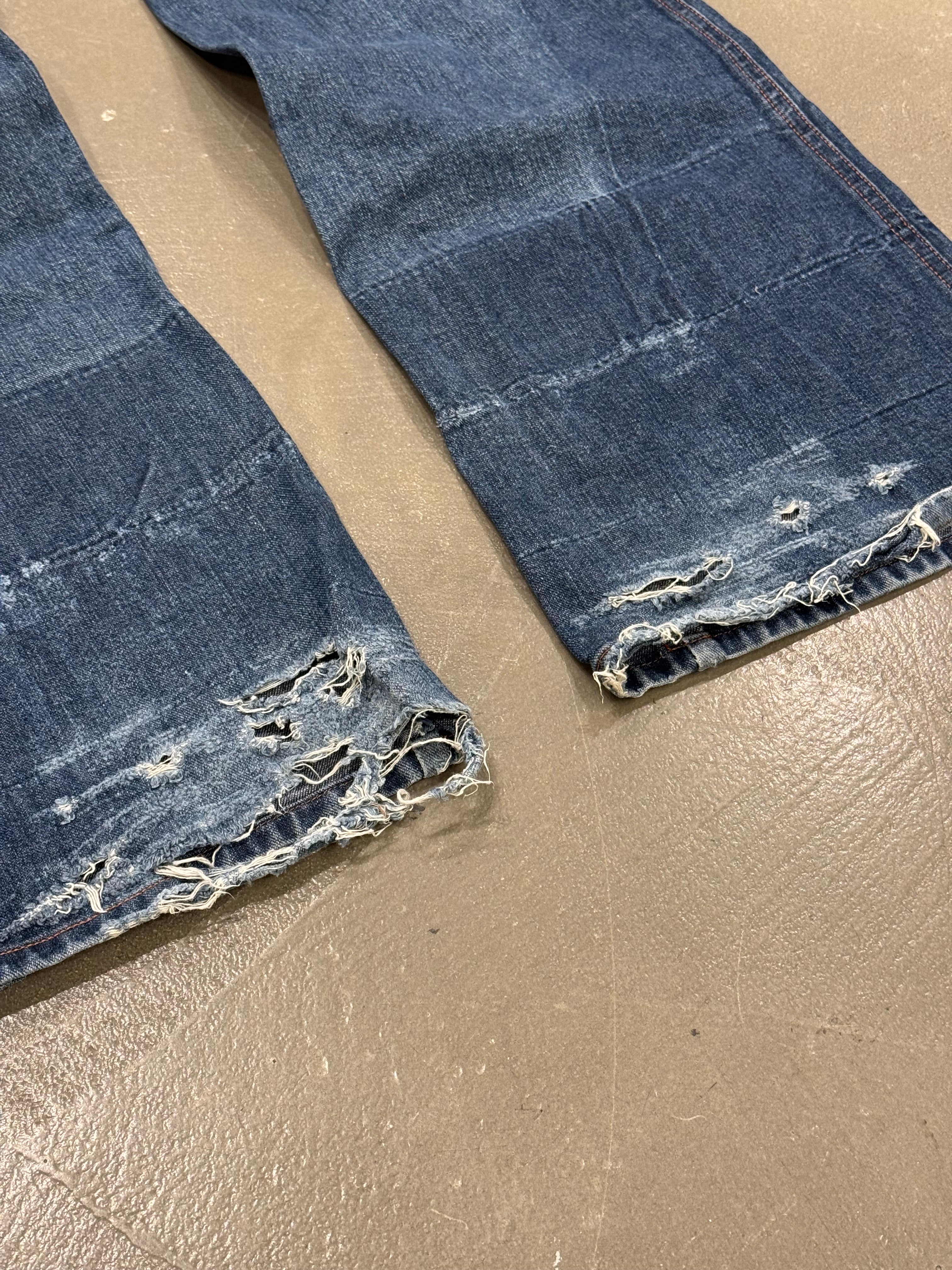 2000s Jean Paul Gaultier flared patchwork jeans 2000s Jean Paul Gaultier flared patchwork jeans