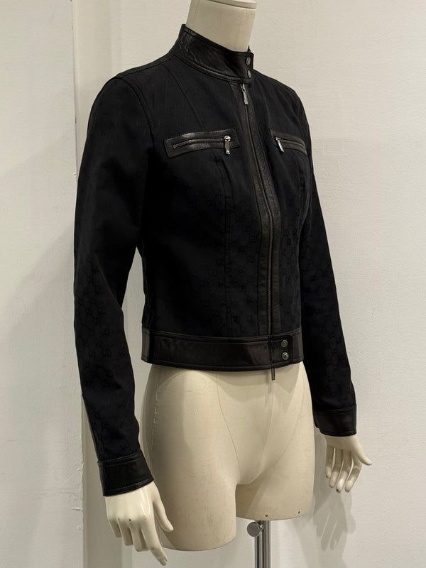A/W2000 Gucci by Tom Ford monogram canvas jacket with leather trim