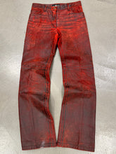 Load image into Gallery viewer, A/W2001 Ann Demeulemeester distressed painted red leather pants
