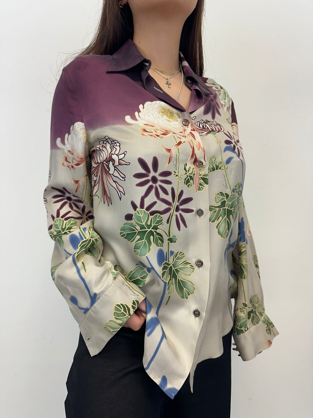 SS2001 Gucci by Tom Ford Chrysanthemum silk shirt