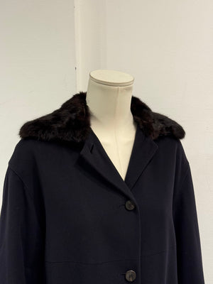 1990s Prada squirrel fur collar long wool coat