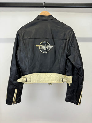 1980s Armani cropped biker leather jacket