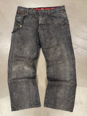 2003 Dolce & Gabbana asymmetrical heavy denim with chain
