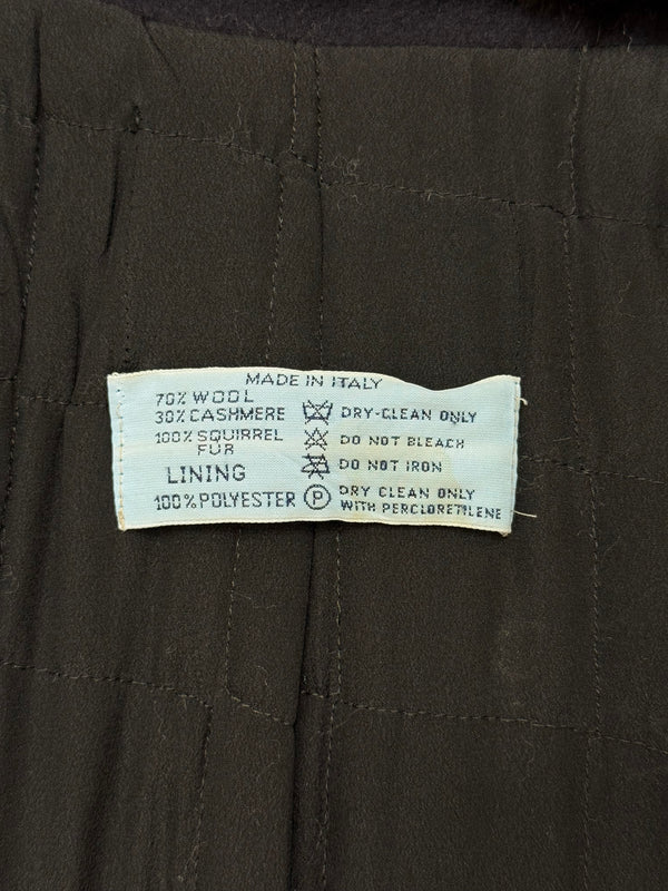 1990s Prada squirrel fur collar long wool coat