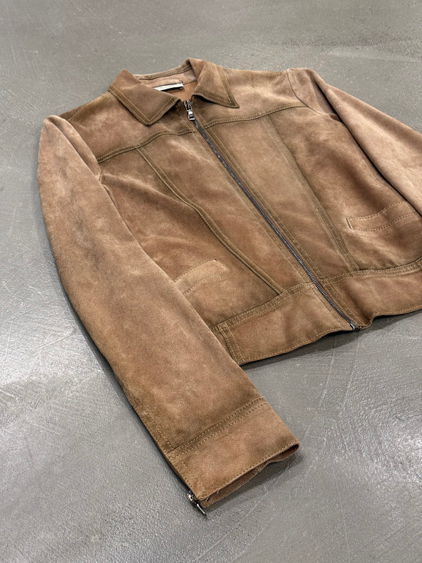 2000s Prada paneled western suede leather jacket