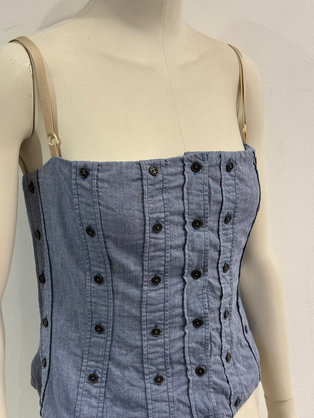 2000s Dolce & Gabbana buttons denim corset