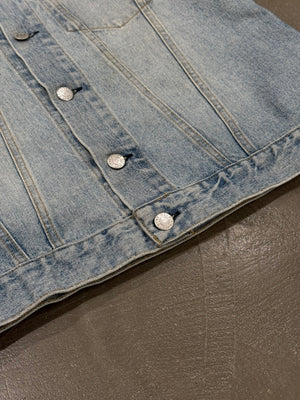 2000s Helmut Lang light wash raw edge denim vest