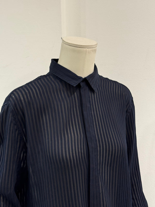 2010s Saint Laurent pinstripe poplin sheer shirt