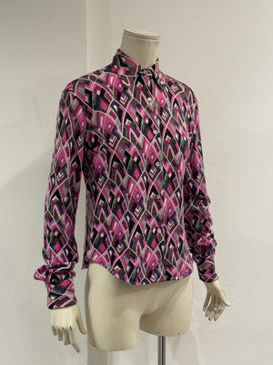 1990s Emilio Pucci optical print silk blouse