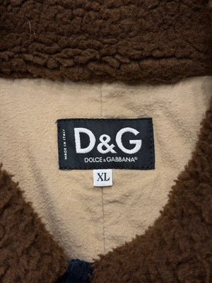 2000s Dolce & Gabbana shearling collar navy corduroy jacket