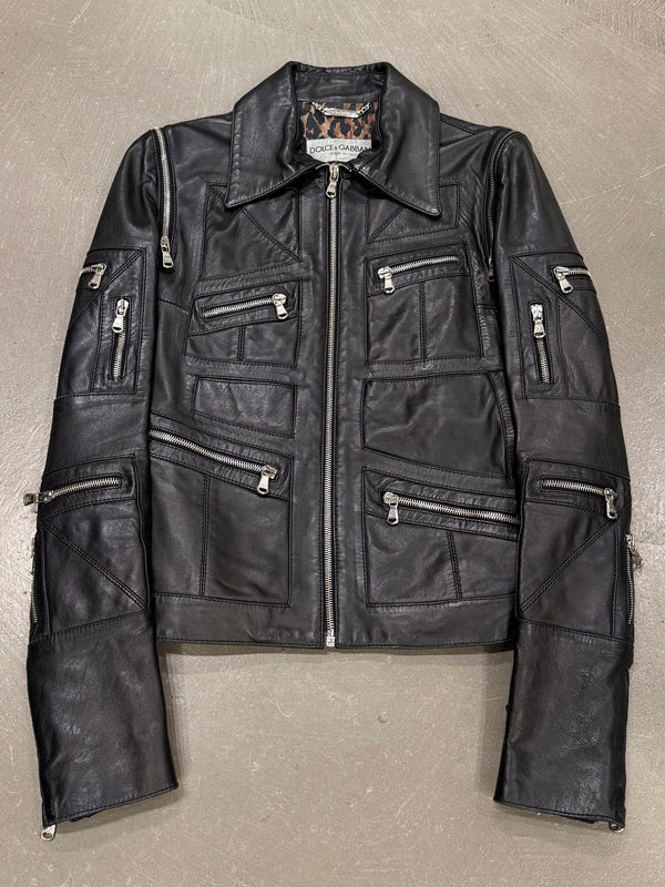 2001 Dolce & Gabbana multi-zip biker leather jacket
