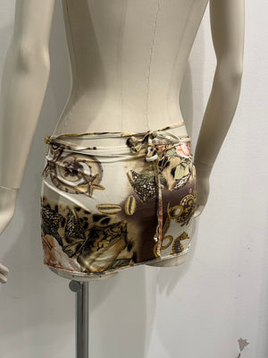 S/S 2005 Roberto Cavalli mixed-print wrap mini skirt