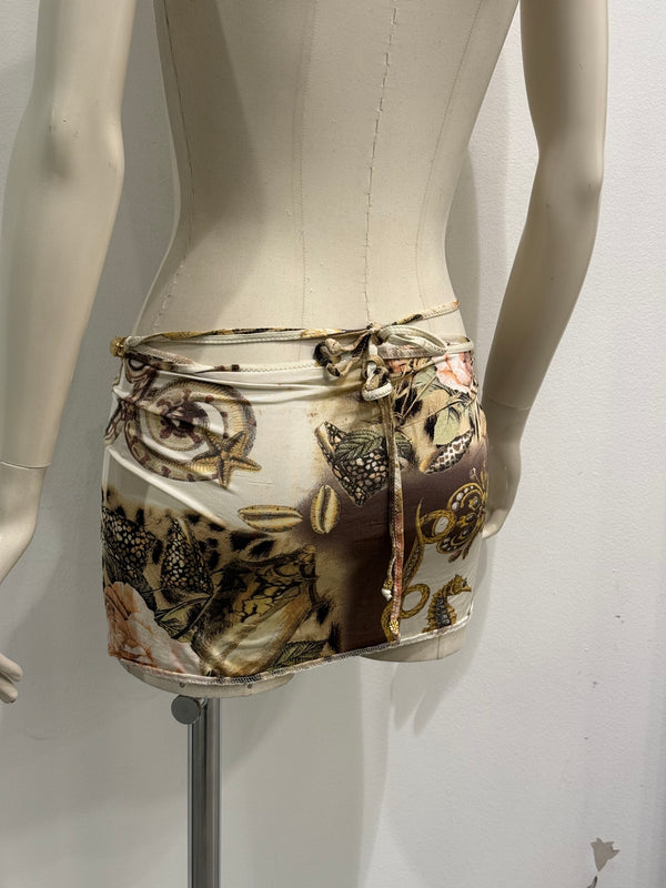 S/S 2005 Roberto Cavalli mixed-print wrap mini skirt