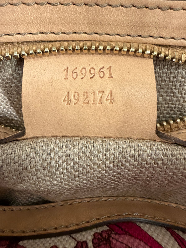 2010s Gucci bamboo handle floral hobo bag