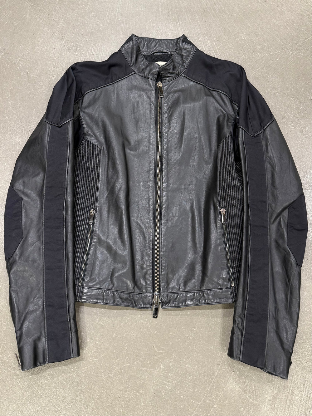 S/S2005 Emporio Armani leather panelled biker jacket