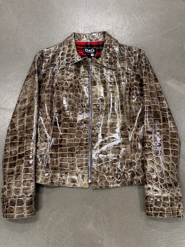 2000s Dolce & Gabbana faux crocodile leather jacket