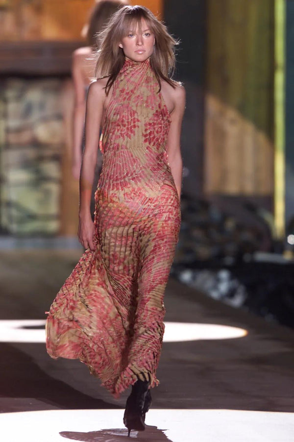 A/W2001 Roberto Cavalli floral bornout velvet dress