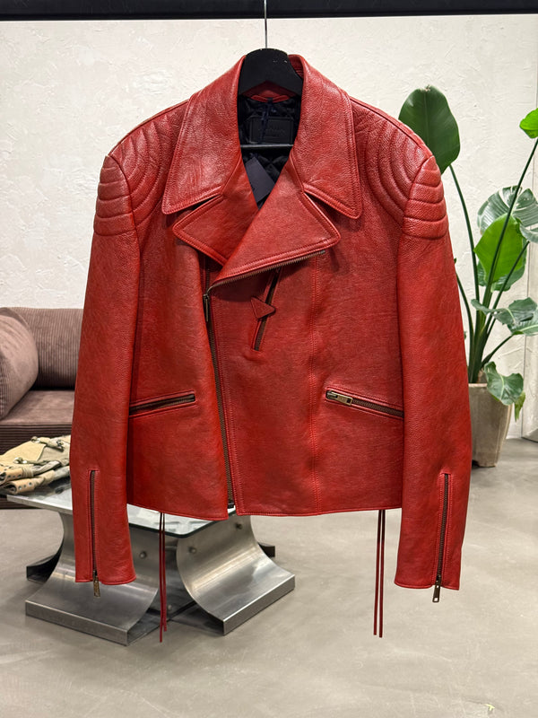 S/S2022 Prada by Raf Simons oversized biker leather jacket
