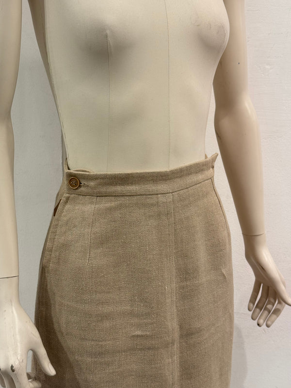 1990s Hermes by Martin Margiela linen midi skirt