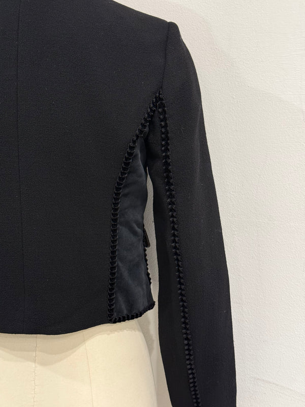 2000s Roberto Cavalli velvet trim cropped military jacket