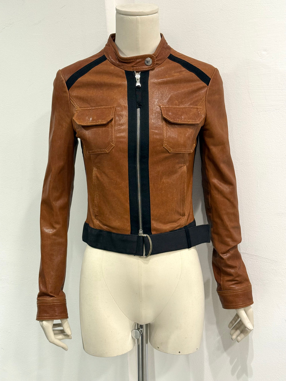 2000s Dolce & Gabbana paneled moto jacket