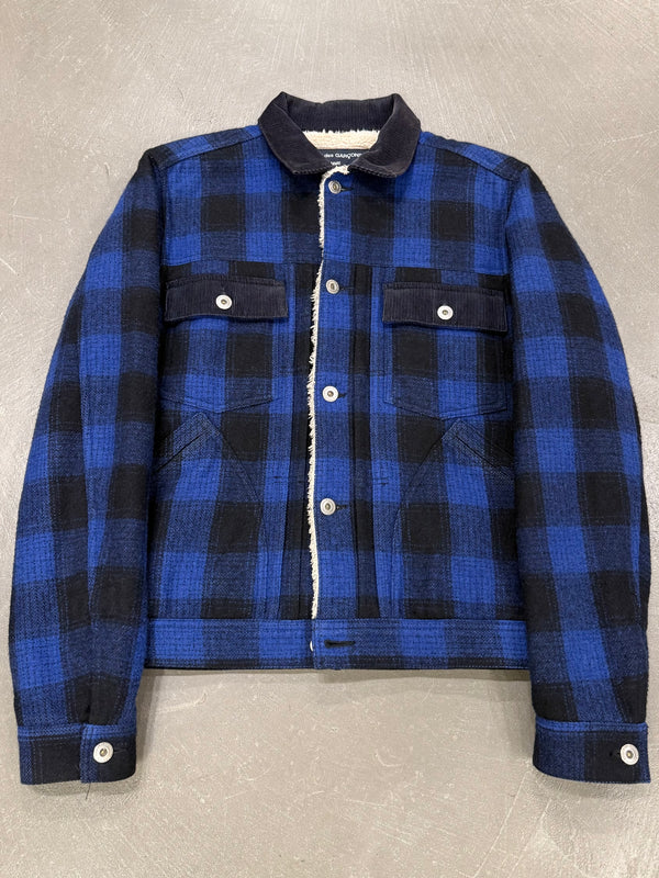 A/W2014 Comme des Garçons fleece-lined checked wool jacket