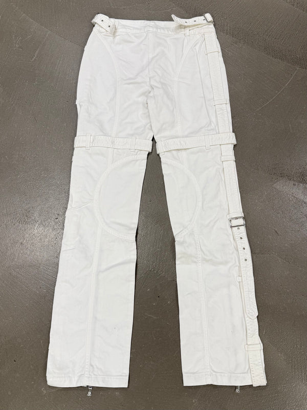2000s Versace bondage white pants