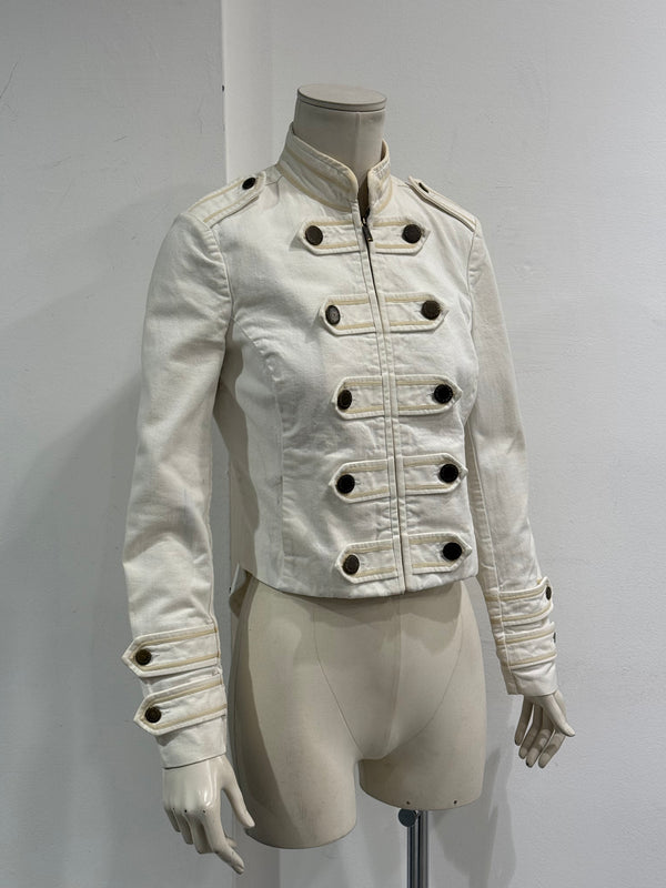 1990s Jean Paul Gaultier white military napoleon jacket