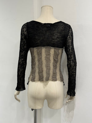 1990s Alexander McQueen lace corset top with crystal buttons
