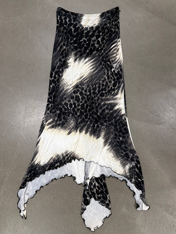 2000s Roberto Cavalli animal print draped skirt