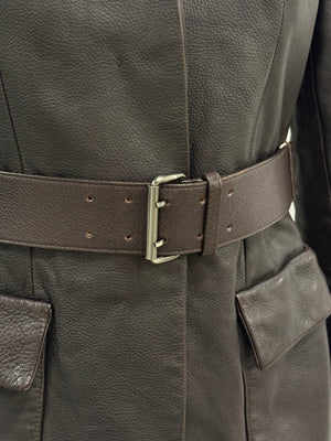 1990s Prada multipocket belted leather safari jacket