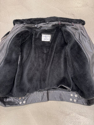 1980s Claude Montana leather bomber jacket with removable lining