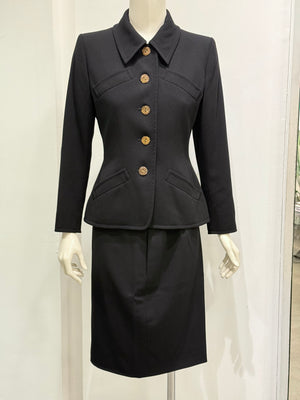 1990s Yves Saint Laurent  wool skirt suit with gold buttons