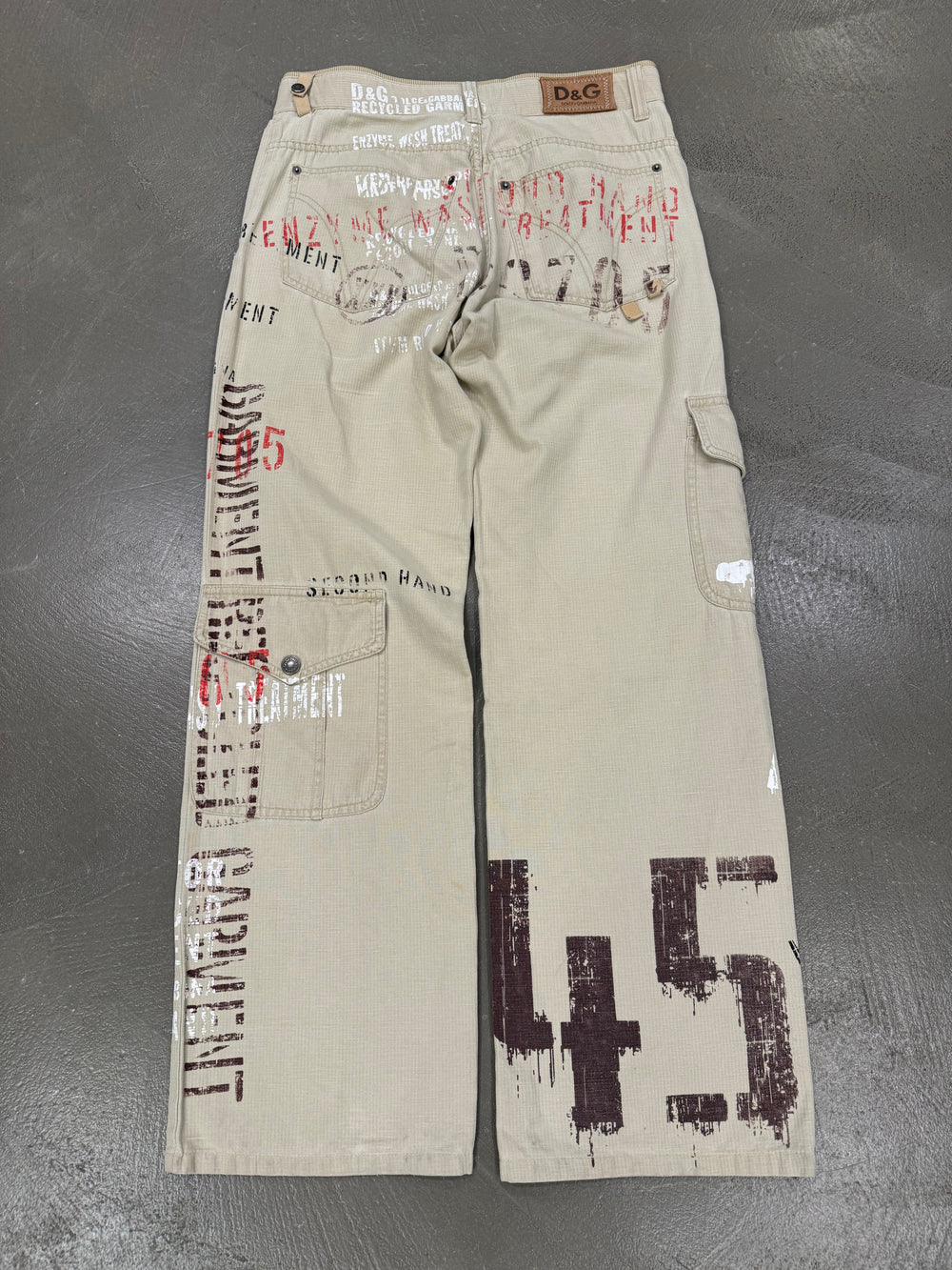 SS2005 Dolce & Gabbana “recycled garment” graffiti cargo pants