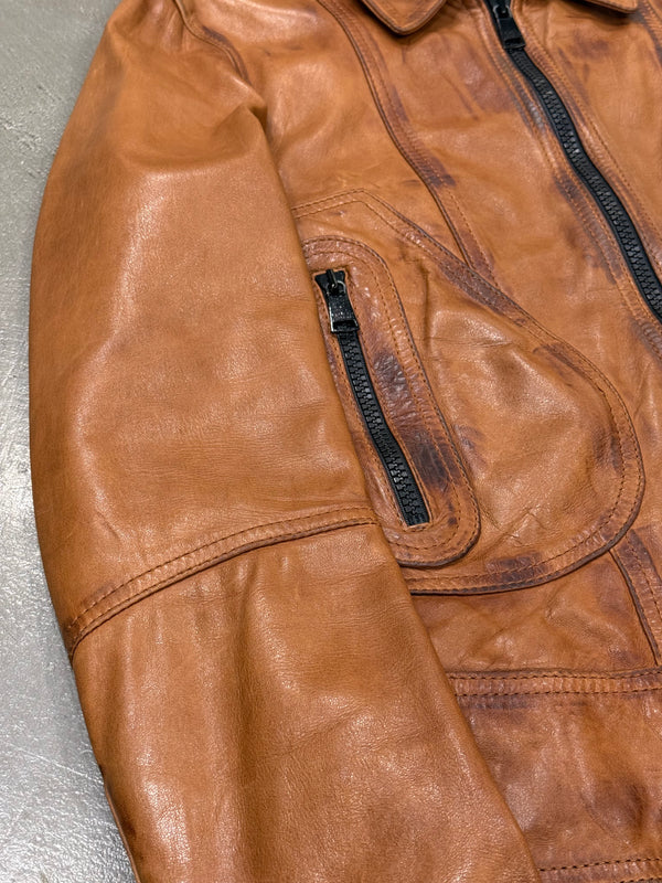 2000s Dolce & Gabbana stained rust leather jacket
