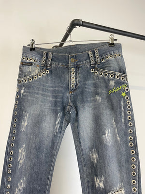 SS06 Dolce & Gabbana eyelet studded holed jeans