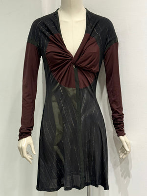 2000s Jean Paul Gaultier patchwork twist-front dress