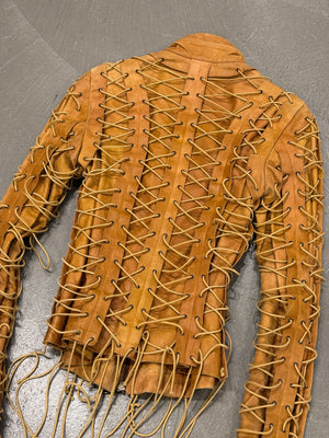 A/W2002 Plein Sud lace-up cage leather jacket