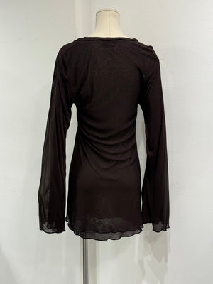 2000s Yves Saint Laurent by Tom Ford hybrid sheer blouse
