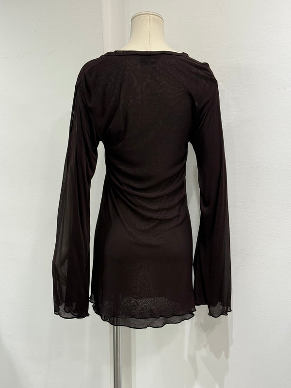2000s Yves Saint Laurent by Tom Ford hybrid sheer blouse