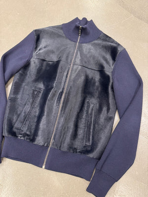 2010s Prada pony hair hybrid wool cardigan