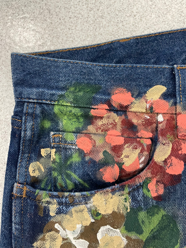 2016 Gucci Floral hand Painted Jeans