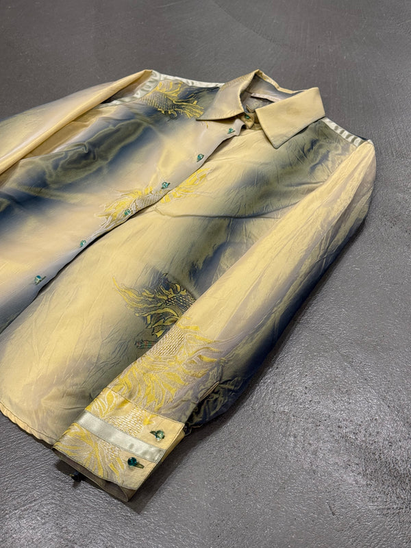2000s Cavalli iridescent embroidered shirt