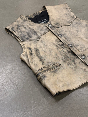 2000s Versace distressed leather vest