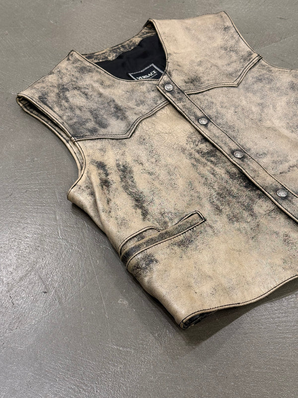 2000s Versace distressed leather vest