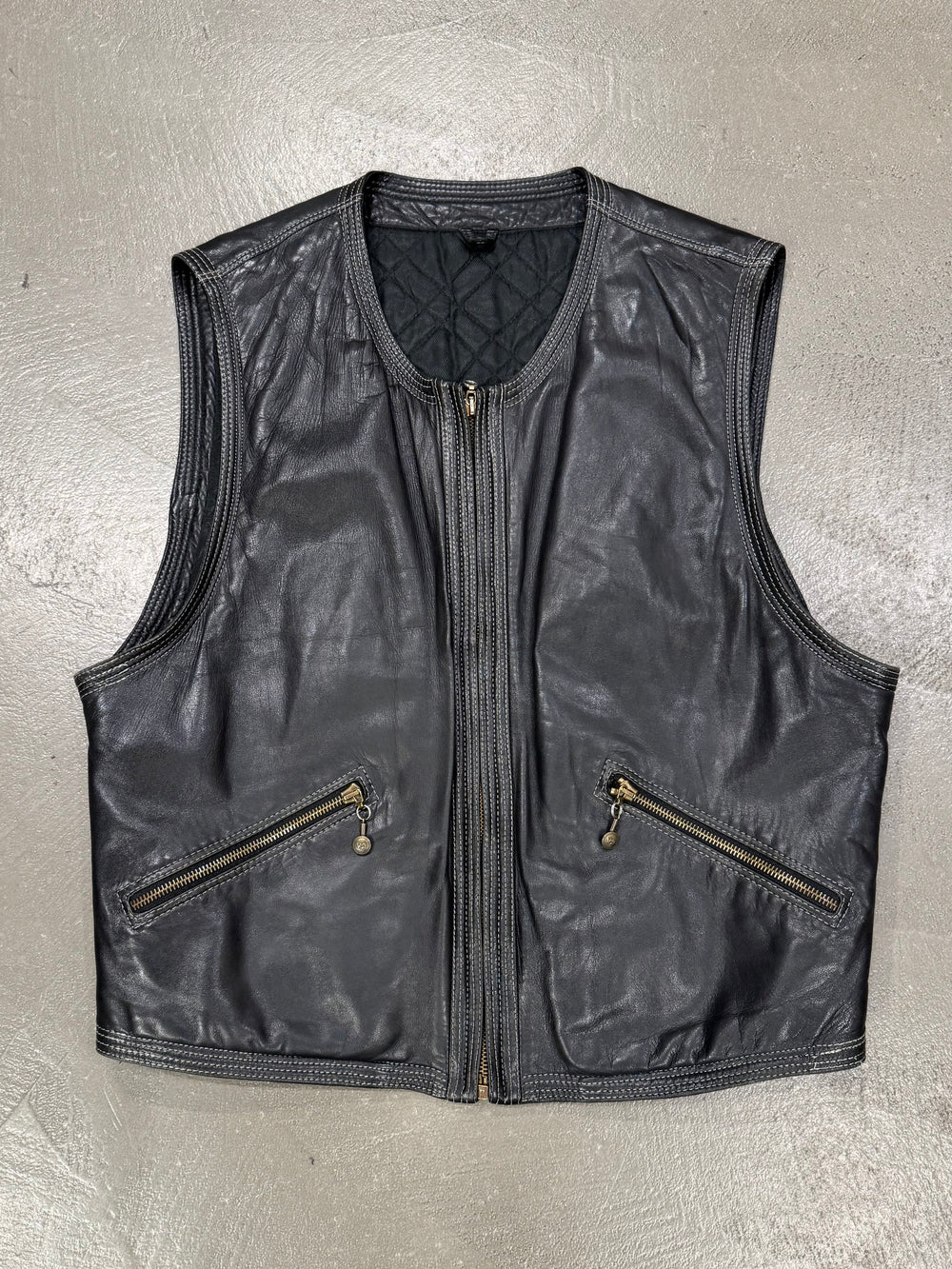 1990s Versace “Adonis Hasselt” leather vest